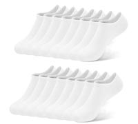 HYCLES Men's Invisible Trainer Socks, No Show Ankle Socks, 8 Pairs, Low Cut, Breathable Cotton Liner, Non-Slip Silicone Stripes, White, 9-12