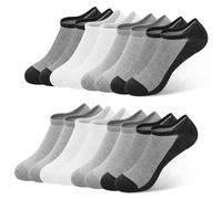 HYCLES Men's Invisible Trainer Socks, No Show Ankle Socks, 8 Pairs, Low Cut, Breathable Cotton Liner, Non-Slip Silicone Stripes, Black*3+Grey*3+White*2, 9-12