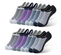 HYCLES Mens Invisible Trainer Socks No Show Ankle Socks for Men 8 Pairs Low Cut Breathable Cotton Liner Socks with Non-Slip Silicone Stripes Purple 9-12