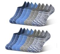 HYCLES Mens Invisible Trainer Socks No Show Ankle Socks for Men 8 Pairs Low Cut Breathable Cotton Liner Socks with Non-Slip Silicone Stripes Line 9-12