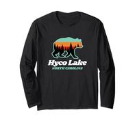 Hyco Lake North Carolina Retro Vintage Bear Long Sleeve T-Shirt
