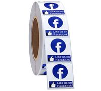Hycodes Square Blue Like Us On Facebook Labels Advertise Stickers, 25mm, 1000 Stickers