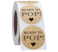 Hycodest 38mm Kraft Ready to POP Stickers Black Heart Baby Shower Favor Label, 500 Stickers, POP