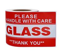 Hycodest 3x5 inch Glass Warning Stickers 100 PCS Rectangle Handle with Care Packing Labels, Glass