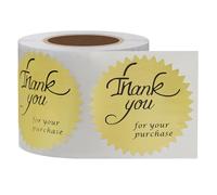 Hycodest 51mm Thank You Stickers Dot Stickers Bright Round Labels with Gears 300 Pcs, Gold Thank You for Your Purchase Sticker
