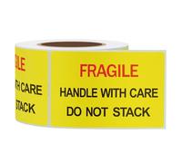 Hycodest 51x76mm 300 PCS Do Not Stack Stickers Fragile Warning Labels Handle with Care Shipping Labels, Yellow