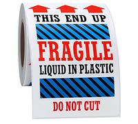 Hycodest 76x127mm Blue Fragile Labels This End Up Warning Labels Liquid in Plastic Sticker 100 pcs Per Roll