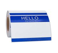 Hycodest 89x60 mm Blue Hello My Name is Writing Stickers Rectangle Name Tag Labels, 200 Sticker