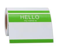 Hycodest 89x60 mm Green Hello My Name is Writing Stickers Rectangle Name Tag Labels, 200 Sticker