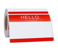Hycodest 89x60 mm Red Hello My Name is Stick on Name Labels Name Tag Stickers, 200 Labels