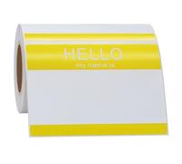 Hycodest 89x60 mm Yellow Hello My Name is Writing Stickers Rectangle Name Tag Labels, 200 Sticker