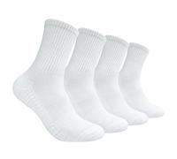 Hycome 4Pairs Socks Sport Running Calf Socks Performance Cushioned Breathable Crew Socks for Men Women…, 4pairs White, Medium-A