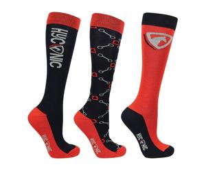 HYCONIC Pattern Children's Socks by Hy Equestrian Navy/Red - Size 12-4