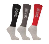 HyCONIC Socks by Hy Equestrian - Red/Black - Adult 4-8 - Pack of 3