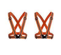 HYCOPROT 2 Pack Reflective Vest Adjustable Safety Hi Vis High Visibility Sports Gear for Outdoor Night Running Cycling Hiking Biking Motorcycle Dog Walking Men Women Kids (Orange)¡