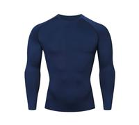 HYCOPROT Compression Shirt for Men Athletic Base Layer Top Quick Dry Long Sleeve T-Shirt for Workout Gym Running (Navy, XXL)