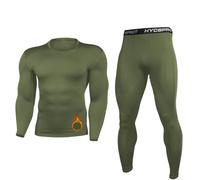 HYCOPROT Herren Thermounterwäsche Set Skiunterwäsche Innenfleece Funktionswäsche Winter Thermowäsche Set Atmungsaktiv Thermo Unterwäsche Thermounterhemd Thermounterhose Grün
