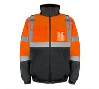 HYCOPROT Hi-Vis Safety Jacket for Men High Visibility Reflective Bomber Coat Rain Jackets with Pockets Winter Waterproof Work Construction Coats with Black Bottom for Cold Weather ANSI Class 3