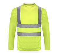 HYCOPROT High Visibility Reflective Safety Long Sleeve T Shirts Moisture Wicking Mesh, Quick Dry Breathable Lightweight Reflective Tee Yellow