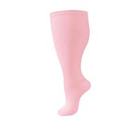 HYCOPROT Plus Size Compression Socks For Women Men Wide Calf Graduated Medical Support Stocking Knee High Pressure Sock Varicose Vein Swollen Legs Pregnancy Travel Flight 20-30 mmHg 1 Pairs Pink 5XL