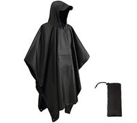 HYCOPROT Waterproof Raincoat Poncho Adults,3 in 1 Multifunctional Lightweight Reusable Rain Cape for Outdoor Hiking Camping Cycling Traveling Waterproof Raincoat(Black)