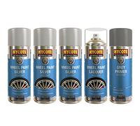 Hycote 3x Silver 1x Lacquer 1x Primer Car Alloy Wheel Spray Paint