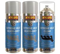 Hycote 400ml Very High Temperature Paint 2 x Silver Grey & 1 VHT Clear Lacquer