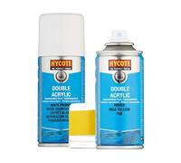Hycote Double Acrylic Renault Glacier White Spray Paint 150ml + White Primer Kit