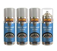Hycote Silver and Lacquer Car Alloy Wheel Spray Paint - 4 Cans Total