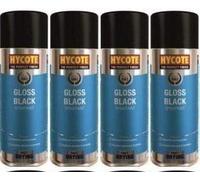 Hycote XUK0272 Gloss Black Fast Drying Spray Paint 400ml X 4