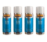Hycote XUK032 Gloss White Top Coat Spray Paint 400ml x 4