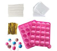 HYCSC 20 Cavity Silicone Cake Pop Mold Kits - Cake Pop Tray with 60pcs Cake Pop Sticks, Bags, Twist Ties, Great for Cake Pop Maker, Lollipop Mold, Cake Pop and Chocolate