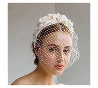 HYCYYFC wedding veil White Birdcage Veil for Bridal White Handmade Flowers Wide Hair Band Headband Veil Vintage Wedding Accessories Fascinators (Color : White, Size : 1)