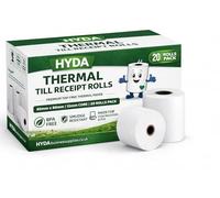 HYDA 20 Thermal Till Rolls 80 x 80 mm, BPA Free Receipt Paper for EPOS, POS, Cash Registers & Till Printers, 12.7 mm Core, Red Warning Strip