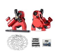 HYDBCNP Bicycles Rear Brake Drum Flat Mount Disc Brake F1 Hydraulic Caliper Rotor 160mm Line Pull Disc Brake MTB CX Road Front Rear(Red Color)