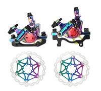 HYDBCNP Bicycles Rear Brake Drum HB100 MTB Colorful Hydraulic Line Pulling Disc Brakes Folding Car Mountain Road Bike Line Pull Oil Brake(Set disc 1)
