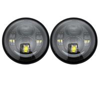 HYDBCNP Headlamp Front Headlight FIt For FXDF Dyna Fat Bob Motorcycle LED Headlamp 2PCS 4.65" Inch Twin Dual Motorcycle Black/Chrome Headlamp Waterproof Fog Headlights(2PCS Black with Halo)