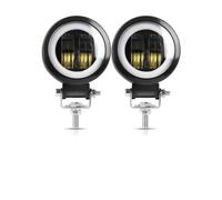 HYDBCNP Headlamp Front Headlight FIt For Motorcycle Jeeps SUV 12V 24V Angel Eyes Driving Lights2PC 3 Inch 7D Lens LED Light Bar Square Car Headlight Waterproof Fog Headlights(2pcs Round White)