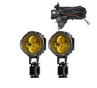 HYDBCNP Headlamp Front Headlight Pair 100W Motorcycle Headlight Fog Lights Led Auxiliary Light Spotlight Headlamp Dual Color flasher Fog Lamp Waterproof Fog Headlights(Yellow and wire)