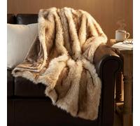 Hyde Lane Faux Fur Throw Blanket, Reversible Long Pile Plush, Soft & Cozy for Couch or Bed, Gift-Ready Winter Throw, 125x150cm, Fox Golden