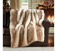 Hyde Lane Faux Fur Throw Blanket - Ultra Long Pile, Luxury Fluffy Fox Golden with Brown Tipped Blankets for Home Couch, Fuzzy Plush Animal Coat Color Throws for Decoration, Gift for Women, 125x150cm