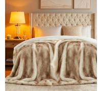 Hyde Lane Large Faux Fur Blanket, 150x200cm Oversized Reversible Throw with Long Pile Plush, Soft and Warm for Bed or Sofa, Perfect for Winter Layering, Fox Golden