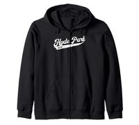 Hyde Park Boston Typographic Retro Distressed Design Zip Hoodie