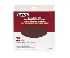Hyde Round Abrasive Sanding Disc, 9" 180 Grit, 25 Pack fits Hyde Radial Sander