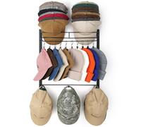 HYDERMUS Hat Rack for 45 Baseball Caps with 10 Clips 3 Tier Hat Organizer for Wall Multi-functional Hat Hanger Metal Hat Holder at Closet Bedroom Entryway Gift for Men Boy Teen