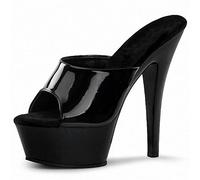 HYDgfiuf Women's Black&White High Heels Mules Sandals Sexy Stripper Club Pole Dancing Wedding Dress Party Shoes Large Size 35-46,Black,40
