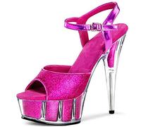 HYDgfiuf Women's Glitter Sequins Platform Sandals,Exotic Fetish High Heel,Sexy Stripper Performance Pole Dancing Shoes Wedding Party Ball Shoes,Unisex Plus Size,Dark pink,46