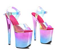 HYDgfiuf Women's Platform High Heel Fashion Rainbow Sandals Sexy Stripper Pole Dancing Wedding Prom Party Club Dress Shoes Large Size 34-45,Rainbow,38