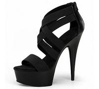 HYDgfiuf Women's Sexy Stripper Platform Sandals Black Cross Ankle Strap High Heels Club Pole Dancing Show Heels Wedding Dress Party Shoes Unisex Large Size,Black,3.5 UK