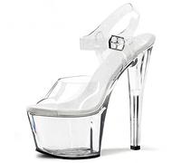HYDgfiuf Women's Transparent Platform Sandals Clear Stiletto High Heels Sexy Stripper Club Pole Dancing Show Heels Wedding Dress Party Shoes Unisex Large Size,Clear,7.5 UK